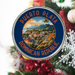 Adorno Metálico Puerto Plata República Dominicana Sunset Retro<br><div class="desc">Diseño de viaje vectorial retro Puerto Plata. Puerto Plata,  oficialmente conocido como San Felipe de Puerto Plata,  es una importante ciudad costera en la República Dominicana,  y capital de la provincia de Puerto Plata.</div>