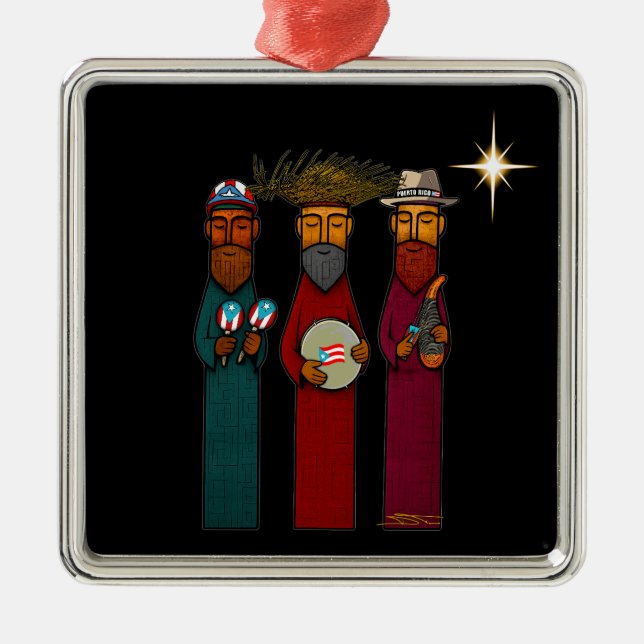 Adorno Metálico Puerto Rican Three Wise Men – Parranda (Frente)