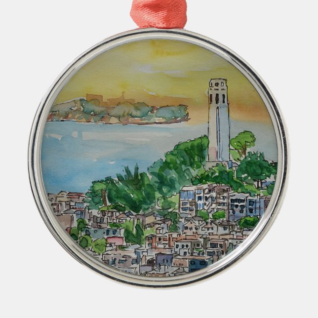 Adorno Metálico Puesta del sol de la oscuridad de San Francisco (Frente)