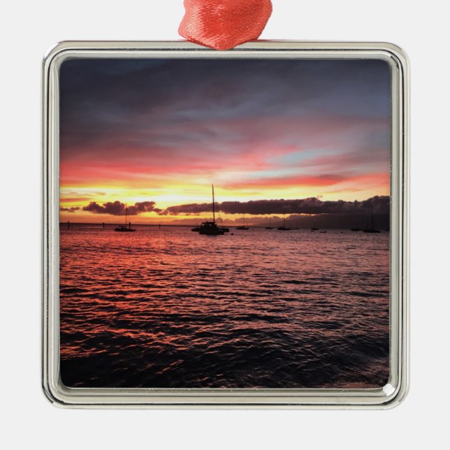 Adorno Metálico Puesta del sol hermosa de las vacaciones de Maui (Frente)