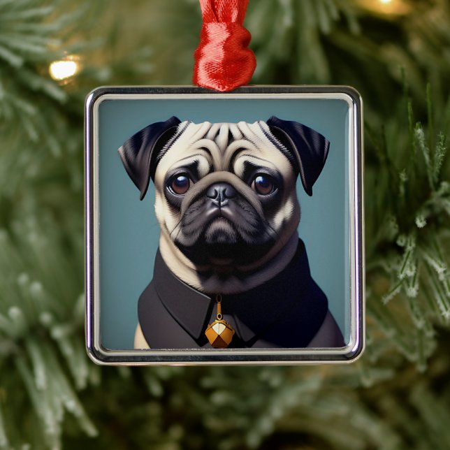 Adorno Metálico Pug (Árbol)
