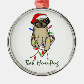 Adorno Metálico Pug Dog Bah Humpug Navidades graciosos