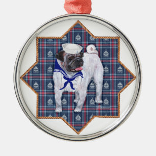 Adorno Metálico Pug Marinero