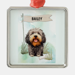 Adorno Metálico Puli Acuarela Perro Personalizado