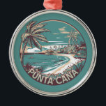 Adorno Metálico Punta Cana Insignia de Arte de Viaje de República<br><div class="desc">Diseño artístico vectorial de Punta Cana. La zona de Bávaro y Punta Cana se combinan para formar lo que se conoce como La Costa del Coco,  o la Costa del Cocotal,  una zona de lujosos complejos todo incluido.</div>