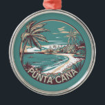 Adorno Metálico Punta Cana Insignia de Arte de Viaje de República<br><div class="desc">Diseño artístico vectorial de Punta Cana. La zona de Bávaro y Punta Cana se combinan para formar lo que se conoce como La Costa del Coco,  o la Costa del Cocotal,  una zona de lujosos complejos todo incluido.</div>