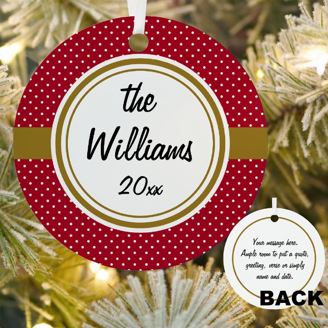 Adorno Metálico Puntos suizos personalizados, rojos y blancos, oro (Subido por el creador)