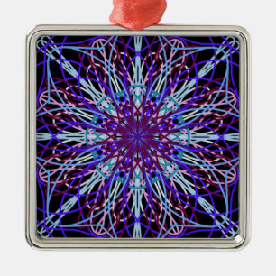 Adorno Metálico Purple Black Kaleidoscope Mandala Art