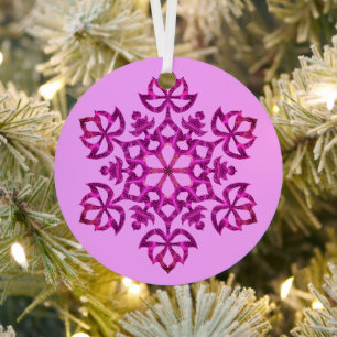 Adorno Metálico Purple Flourish Mandala Boho Etiqueta de regalo /