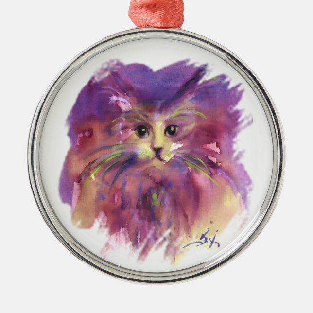 ADORNO METÁLICO PURPLE KITTEN,KITTY CAT RETRAT (Frente)