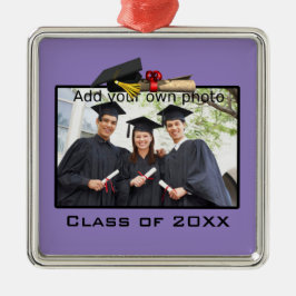 Adorno Metálico Púrpura Añadir tu foto / año de graduación