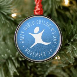 Adorno Metálico Purpurina azul del Día Mundial del Niño Feliz