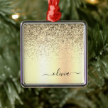 Adorno Metálico Purpurina de oro Monograma Metalizado Nombre de Gl<br><div class="desc">El Purpurina de la espuma metálica del Relieve metalizado Gold Faux Cepó el nombre del monograma Metalizado y el adorno navideño inicial. Esto hace que el dulce perfecto cumpleaños 16, boda, ducha de novia, aniversario, ducha de bebé o fiesta de soltera sea regalo para alguien que ama el lujo glam...</div>