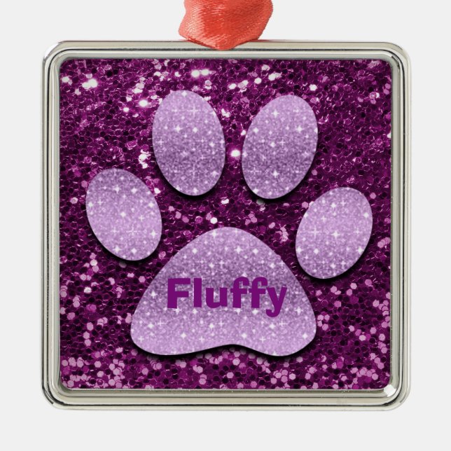 Adorno Metálico Purpurina Puppy Paw Purple Faux (Frente)