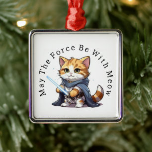 Adorno Metálico Que la fuerza esté con Meow