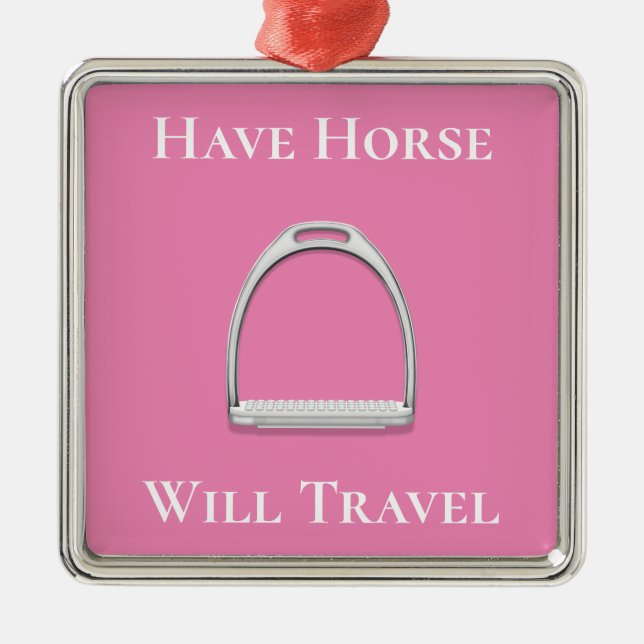 Adorno Metálico "Que los caballos viajen" Stirrup Iron Pink (Frente)