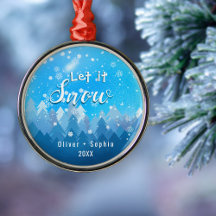 Que nieve nuestros primeros Navidades azul