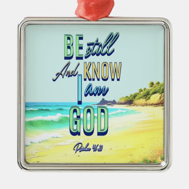 Adorno Metálico Quédate Y Sé Que Soy Dios Salmo 46:10 (Frente)