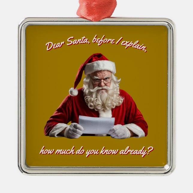 Adorno Metálico Querido Santa. Funny Santa Claus, feriado de Navid (Frente)