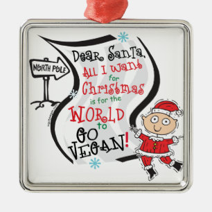 Adorno Metálico Querido Santa Vegan Wish