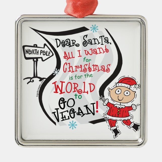 Adorno Metálico Querido Santa Vegan Wish (Frente)