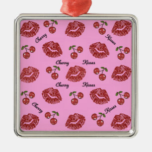 Adorno Metálico RAB Rockabilly Besos de Cereza en Rosa