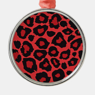 Adorno Metálico RAB Rockabilly Estampado Leopardo Rojo Negro