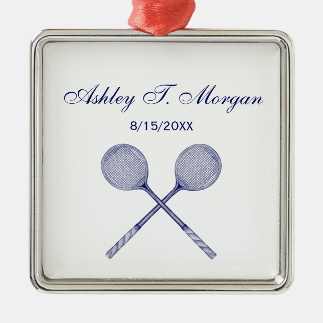 Adorno Metálico Racquets cruzados azul (Frente)