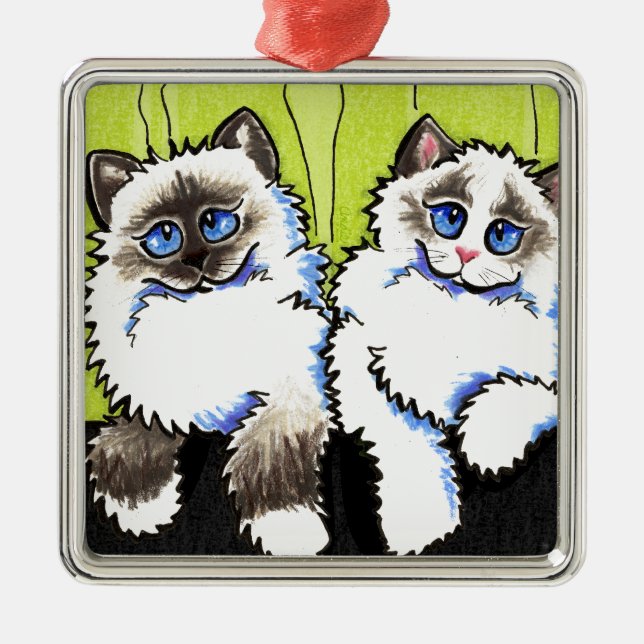 Adorno Metálico Ragdoll Cats par de muñecas Off-Leash Art™ (Frente)