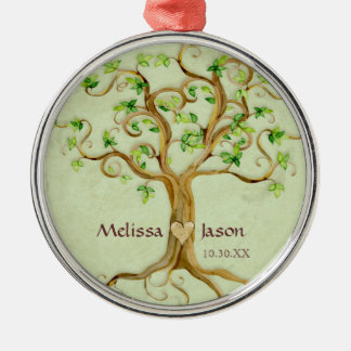 Adorno Metálico Raíces De Árboles De Swirl Nombres Personalizados 