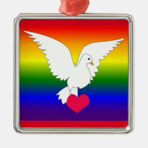 ADORNO METÁLICO RAINBOW HEART DOVE