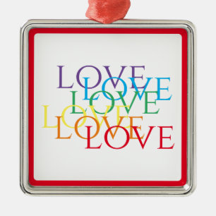 Adorno Metálico RÁINBOW LOVE Premium Square Ornamet - Rojo