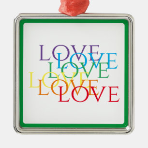 Adorno Metálico RÁINBOW LOVE Premium Square Ornamet - Verde