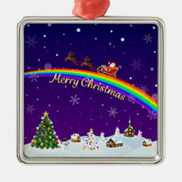 Adorno Metálico Rainbow Santa Claus