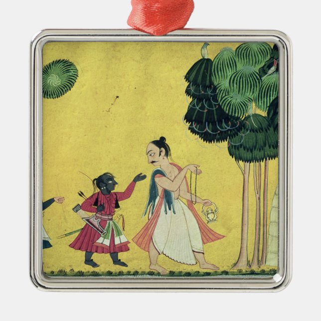 Adorno Metálico Rama y Lakshmana acompañados por Visvamitra (Frente)