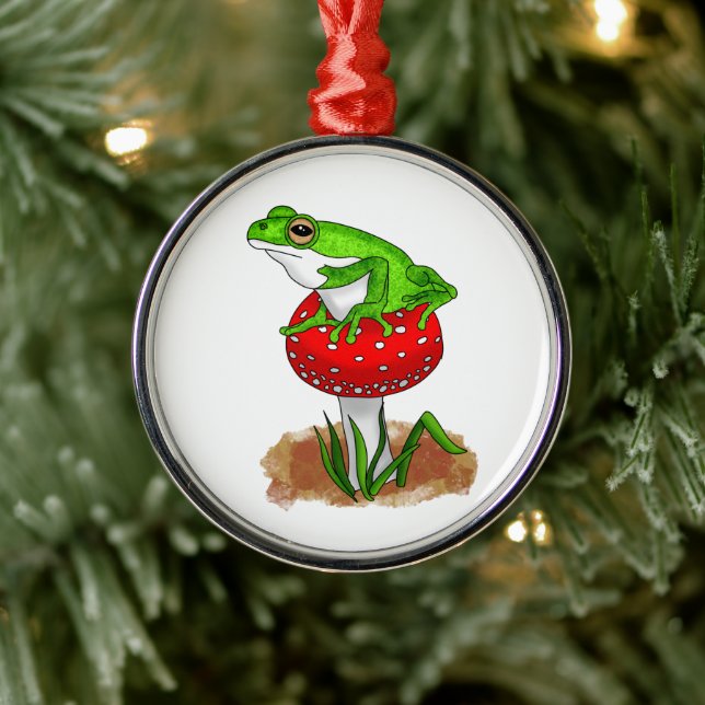 Adorno Metálico Rana dulce sobre Navidades de hongos (Árbol)