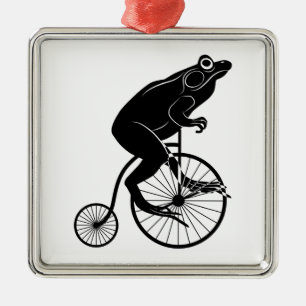 Adorno Metálico Rana que monta una bici