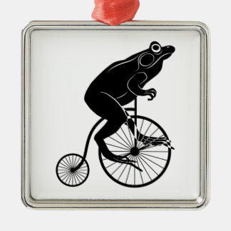 Adorno Metálico Rana que monta una bici