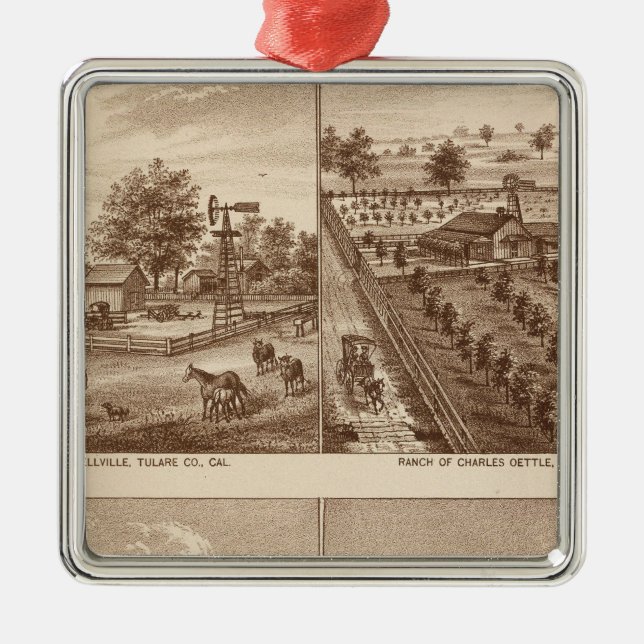 Adorno Metálico Ranchos, establos, Tulare Co, caloría (Frente)