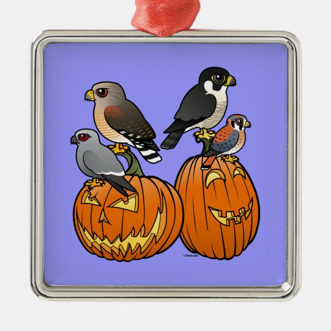 Adorno Metálico Rapaces de Birdorable en las calabazas (Frente)