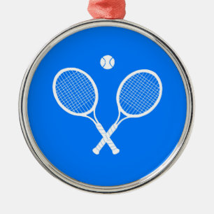 Adorno Metálico Raquetas de tenis blancas y pelota azul 