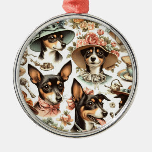 Adorno Metálico Rat Terrier Viejo Sin Marea