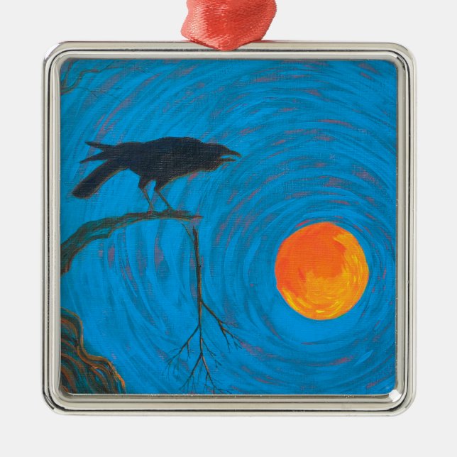 Adorno Metálico Raven y Luna llena (Frente)