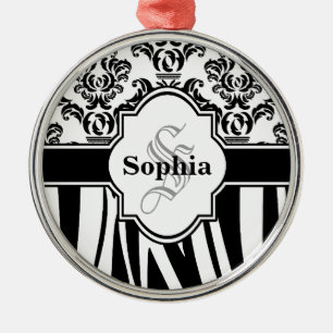 Adorno Metálico Rayas de zebra Guay de Damasco de época