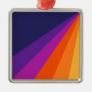 Adorno Metálico Rayas retro diagonales púrpura y naranja