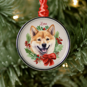 Adorno Metálico Raza de perro conmemorativo de mascota de Navidad