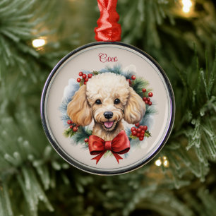 Adorno Metálico Raza de perro conmemorativo de mascota de Navidad