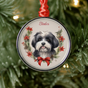 Adorno Metálico Raza de perro conmemorativo de mascotas de Navidad