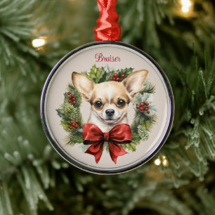 Adorno Metálico Raza de perro de memorial de mascota de Navidad Ch