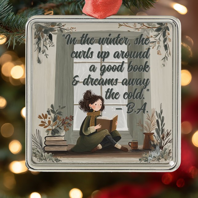 Adorno Metálico Reading Book Club Christmas Metal Ornament (Reading Quote Book Club Ornament)